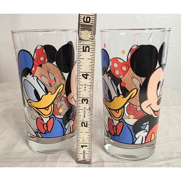 Pair Vintage Walt Disney Company Mickey Minnie Donald Glass Tumblers 12 oz. - Picture 3 of 3